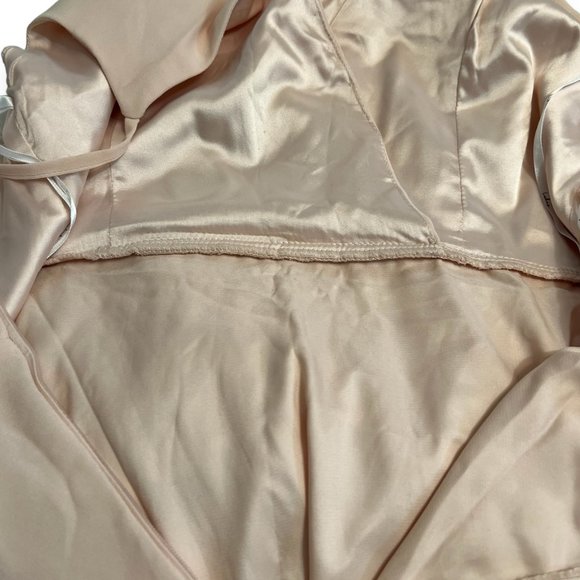 Lulu's Peach Pink Maxi Dress L Spaghetti Strap Pleated Chiffon Gown Formal - Picture 4 of 10